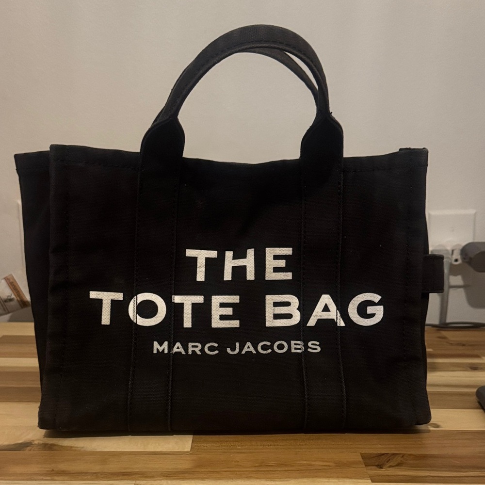 Marc Jacobs Black Canvas Tote with White Logo